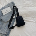 Minimalist black nylon crossbody sling bag with adjustable strap for daily casual wear - Black
