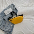 Waterproof nylon crossbody waist bag in bright yellow with adjustable black strap - Yellow