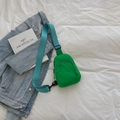 Mini bright green nylon crossbody chest bag with adjustable light blue strap for women - Green