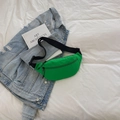 Neon green waterproof nylon waist bag with adjustable black strap and buckle - Green