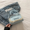 Bolso pequeño retro azul claro con borde de encaje y detalle de lazo de cinta - Azul