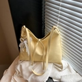 Light yellow faux leather tote bag with pearl bow and lace charm in natural sunlight - Yellow with Pendant