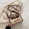 Borsa Kelly in tela beige e pelle marrone con ricamo floreale timeto di stile - Marrone