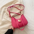Magenta square underarm bag with gold stud fastener and slim shoulder strap - Rose Pink