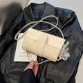 Chic cream white PU leather crossbody bag with fashion lettering on a black jacket - With Pendant / White