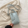 Bolso para móvil en cuero PU azul claro con colgante de cachorro y correa fina - Azul