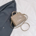 Minimalist beige tote bag with transparent PVC window and adjustable shoulder strap - Khaki