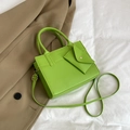 Bolso de mano minimalista verde brillante con correa extraíble y monedero pequeño a juego - Verde