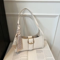 Sac sous le bras blanc texture crocodile avec boucle dorée et foulard en soie - Blanc
