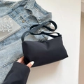 Sporty black square crossbody bag for men and women with adjustable wide strap on denim jacket - Black