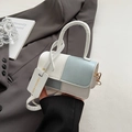 Bolso de mano de moda en bloque de color blanco y gris azul con hebilla dorada chic - Azul