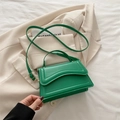 Vibrant green square crossbody bag with wavy embossed flap and gold metal hardware - Green