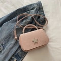 Pink diamond star crossbody bag with chevron texture leather and chain strap details - Pink