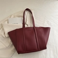 Vintage burgundy tote bag with fashion letter embossing and large capacity structure - Red