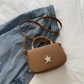 Brown woven crossbody bag with a sparkling silver star detail and chain strap - Brown