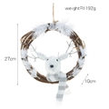White reindeer Christmas wreath made of natural rattan with silver berries and pine decor - Elk / White