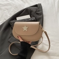 Modieuze beige zadeltas met strass-ster en verstelbare schouderriem voor dames - Khaki