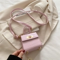 Mini borsa rosa con motivo a coccodrillo, manico e tracolla in finta pelle chic - Rosa