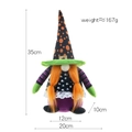 Halloween witch gnome with orange braids, green dress and sequins decoration, 35cm plush toy - Style B / Braid Style