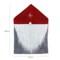 Red Christmas gnome chair cover with white star embroidery and faux fur beard, 65x47cm - Style A Beard