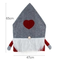 Grey Christmas gnome chair cover with a red heart and long white beard, 65x47cm - Grey Beard Style