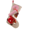 Knitted Christmas stocking featuring a 3D snowman with a red knit hat and scarf - Snowman