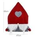 Red Christmas gnome chair cover with heart detail and white beard, 65x47cm size - Red Braided Style