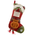 Classic large Christmas stocking featuring a 3D plush reindeer and snowflake patterns - Elk Style