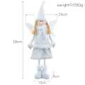 Bambola Angelo di Natale da 58 cm con vestito di paillettes e ali bianche in peluche - Stile Angelo Bianco Argento
