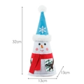Conical snowman Christmas ornament in blue snowflake hat and red scarf, 32cm tall - Snowman