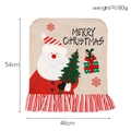 Linen Christmas chair cover with cartoon Santa Claus and measurement markings - Santa Claus