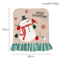 Hessian Christmas chair cover featuring snowman embroidery and striped ruffle trim - Snowman