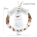 Nordic white Santa Claus plush wreath with Merry Christmas banner on natural rattan - Santa Claus / L / White