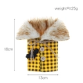 Halloween wine bottle cover with yellow plaid pattern and bat charm, 18x13cm size - Yellow Plaid Style