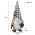 Brown plaid coffee gnome plush doll holding a blue cup with dimension markers - Plaid Hat Style