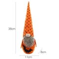 Plush Halloween gnome with orange polka dot hat and black bat silhouette, 38cm height - Polka Dot Hat Style