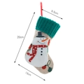 Chaussette de Noël en lin avec broderie bonhomme de neige et revers tricoté - Petit bonhomme de neige