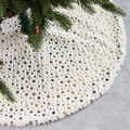 White plush Christmas tree skirt with gold foil star pattern and thick fur texture - L / White