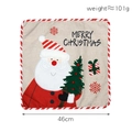 Funda de cojín navideña de lino con bordado de Papá Noel y bordes de rayas rojas - Papá Noel (Funda de almohada de Papá Noel)