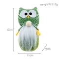 Green knit owl gnome plush doll Christmas decoration with white beard and 17cm height - Model B Green (Short Leg)