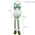 Green owl gnome plush doll with long striped legs for Christmas decor, 35cm total height - Model E Green (Long Leg)