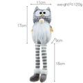 Christmas owl gnome plush doll with grey knit body and long striped legs, 11x17cm size - Model F Gray (Long Leg)