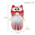 Red knitted Christmas owl doll with white dots, plush beard and 17cm height measurement - Model A Red (Short Leg)