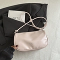 Fashionable light pink faux leather baguette bag with knotted shoulder strap detail - Pink Without Pendant