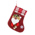 Weihnachtsstrumpf aus Jute mit Weihnachtsmann-Applikation, Karomuster und Goldglöckchen - Weihnachtsmann / Rot