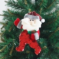 Babbo Natale di paillettes rosse scintillanti con barba bianca e pigna per albero di Natale - Babbo Natale
