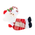 Père Noël en peluche avec détails à carreaux rouges et bouton étoile en bois - Style Père Noël à Carreaux Rouges