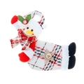 Pendentif bonhomme de neige en peluche avec écharpe à carreaux et boutons étoiles - Style Bonhomme de Neige à Carreaux Rouges
