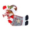 Décoration de Noël renne en peluche avec tissu à carreaux gris et écharpe rouge - Style Renne à Carreaux Gris
