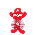 Kerst sneeuwpop pluche hanger in rood-wit ruitpatroon met een gouden ophangkoord - Sneeuwpop